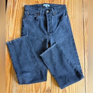 Re/Done Women’s Black Jeans High Rise Stovepipe Faded Black size 26